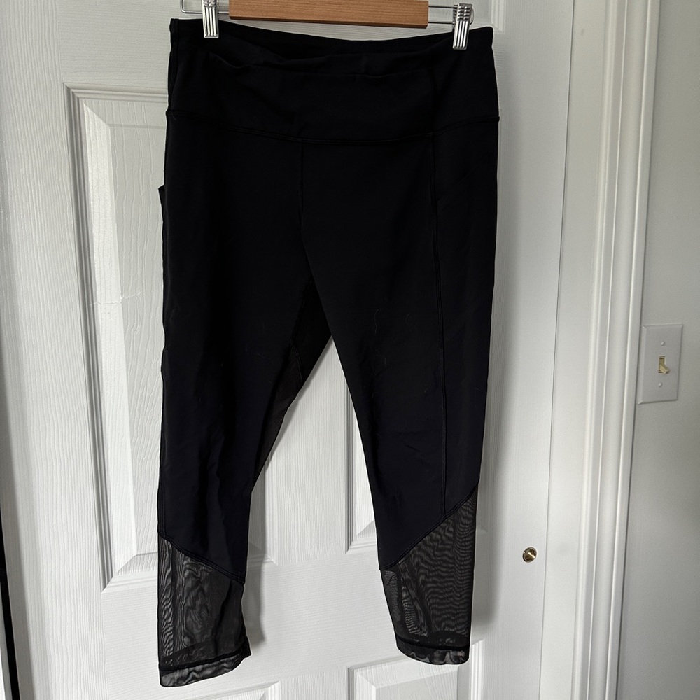 Lululemon capri leggings, mesh detail.